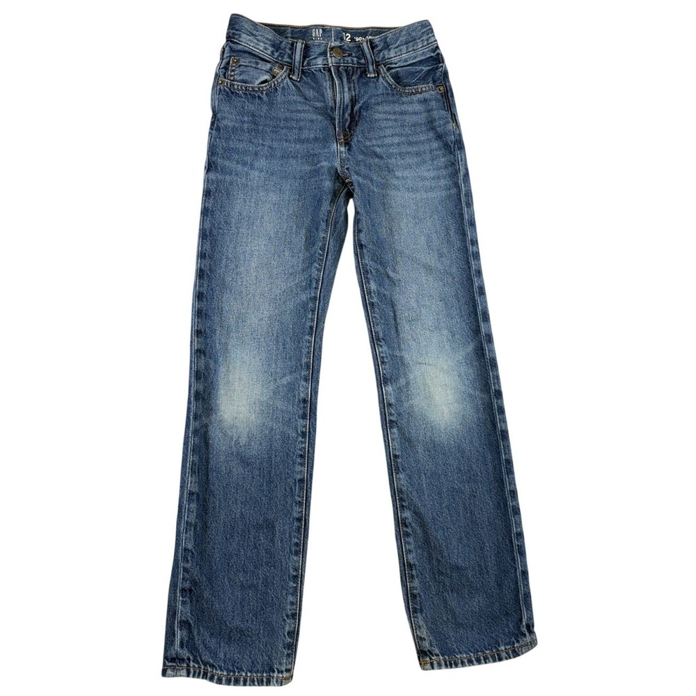 Gap Kids 90s Original Straight Jeans Medium Wash Blue Size 12 Slim Adjustable